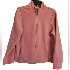 L.L. Bean Pink Polartec Fleece Full Zip Jacket 259072 Sz L